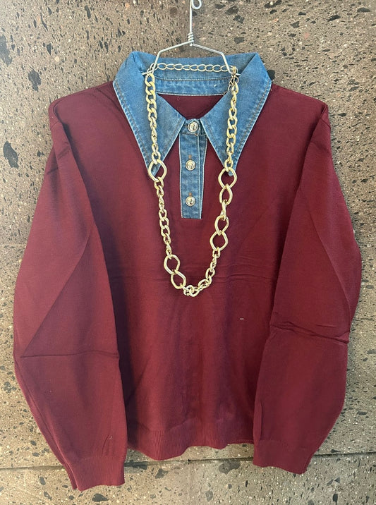 Camisa sweter vino