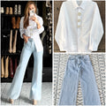Camisa broches brillantes perla