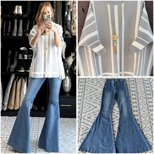 Sweter largo gris