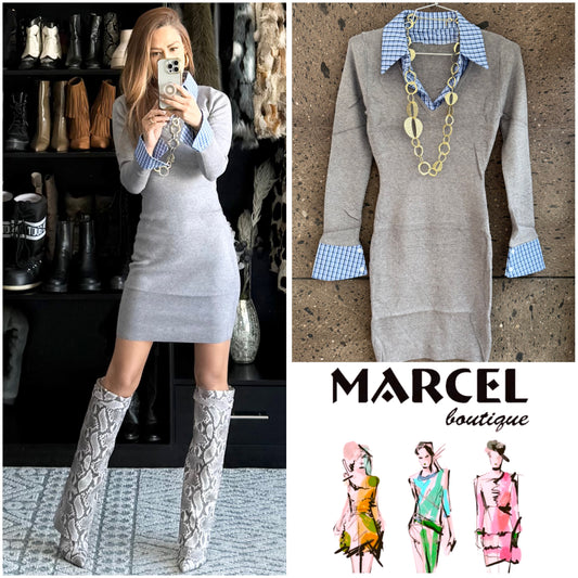 Sweter camisero gris