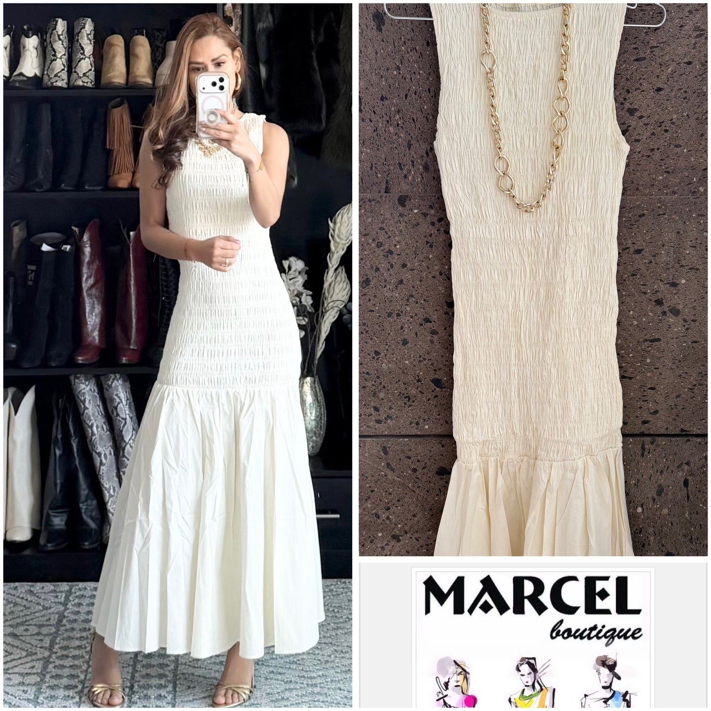 B Vestido panal perla