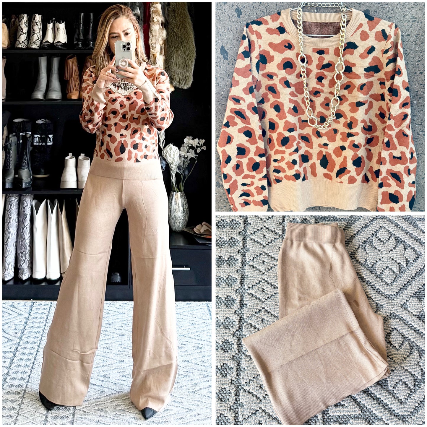 Set leopardo camel