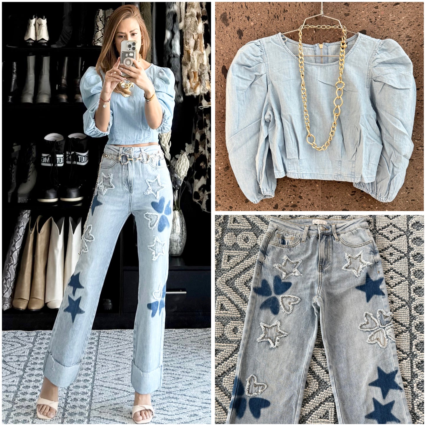 Blusa Denim clara