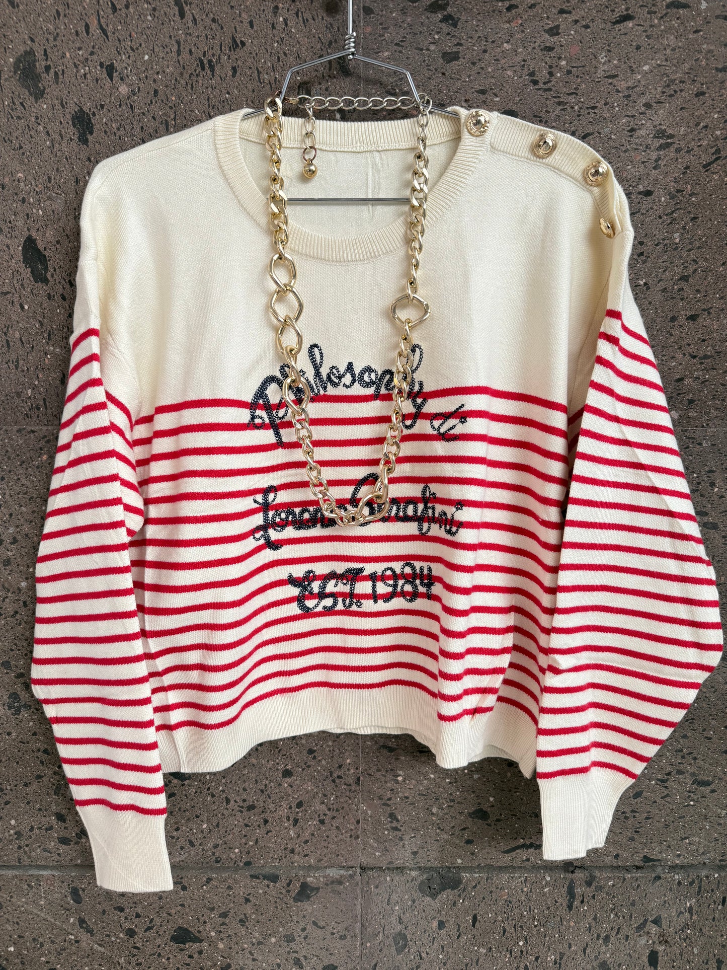 Sweter rayas sailor rojo