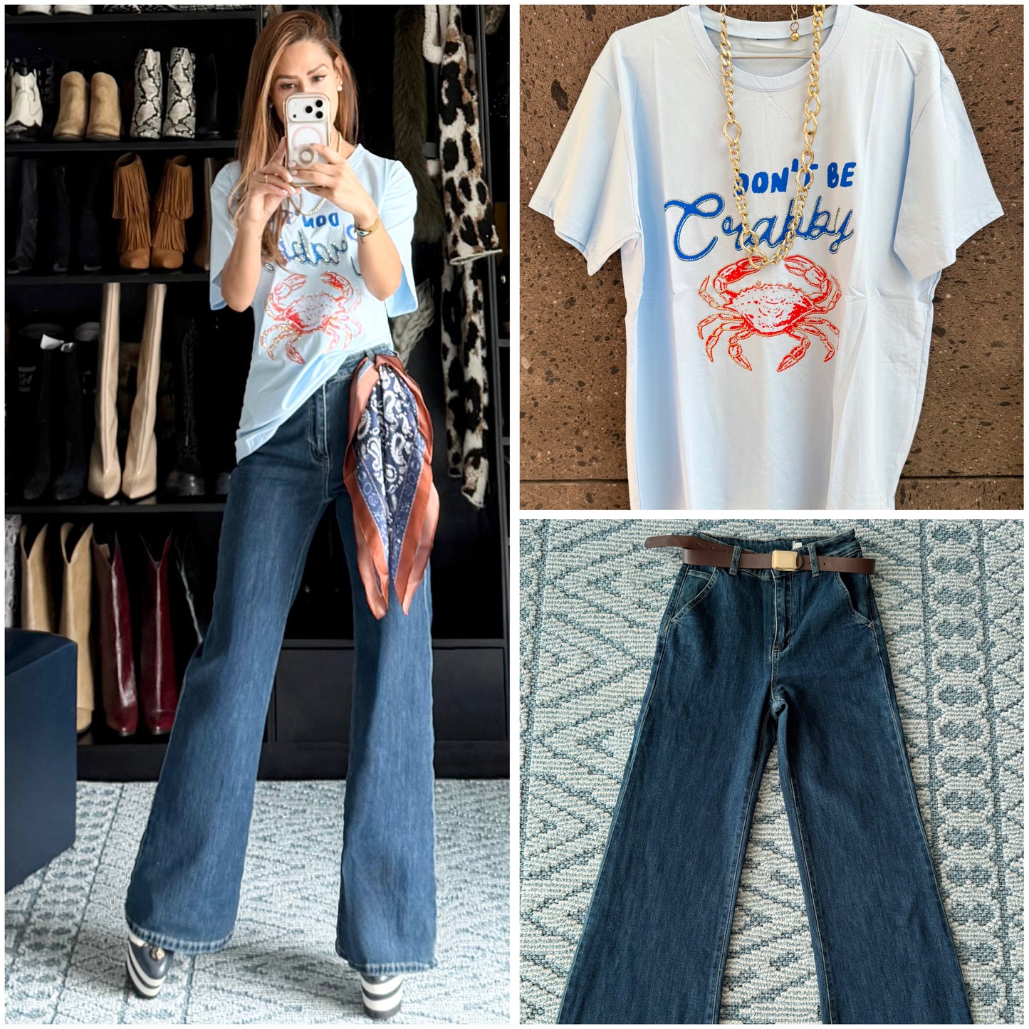 Jeans Wide stretch con cinturón