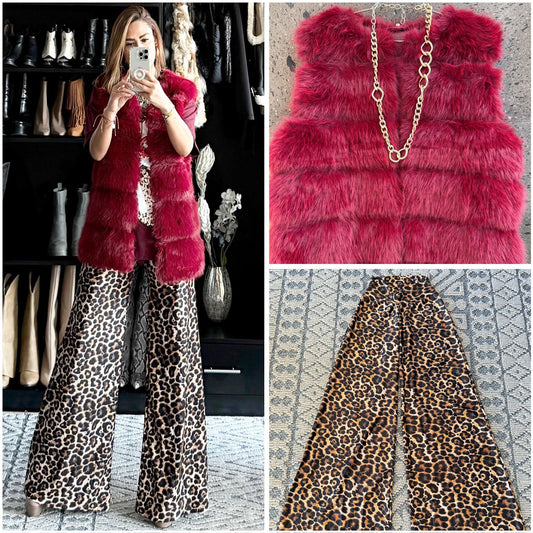 Chaleco fur burgundy