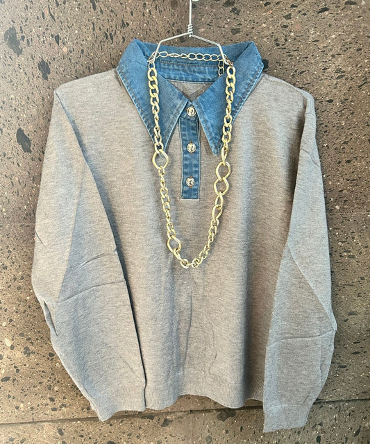 Camisa sweter gris