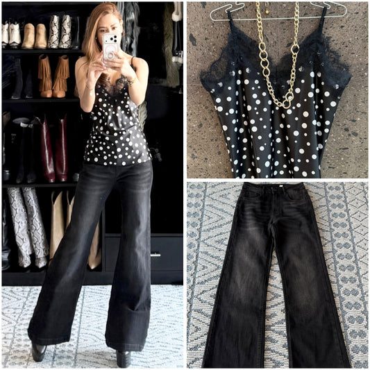 Jeans súper flare negro