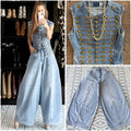 Jeans ballon wide remaches