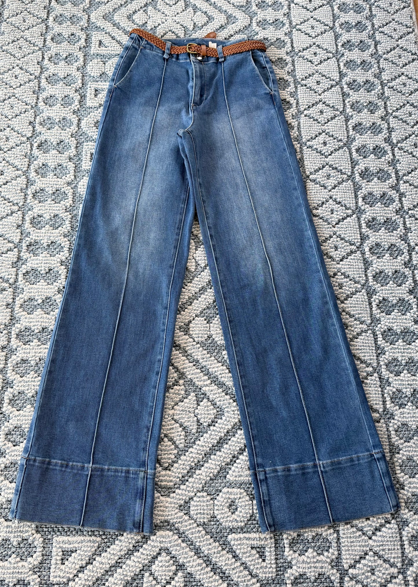 Jeans wide stretch cinturón