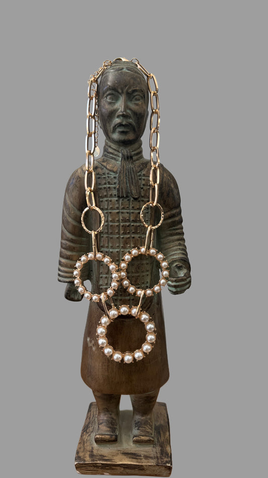 T Collar corto perlas