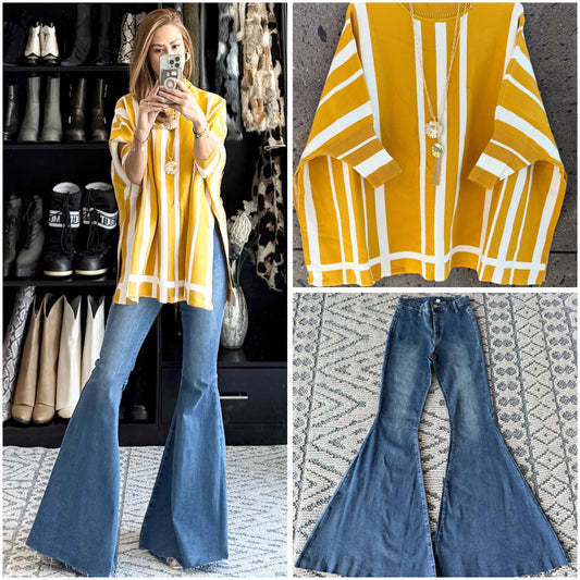 Sweter largo mostaza