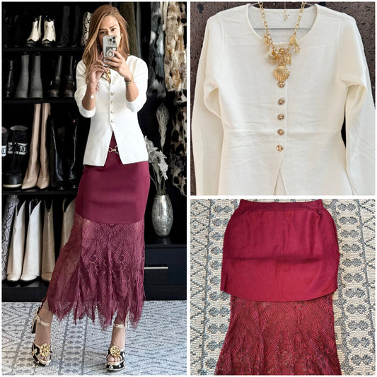 Sweter botón perla