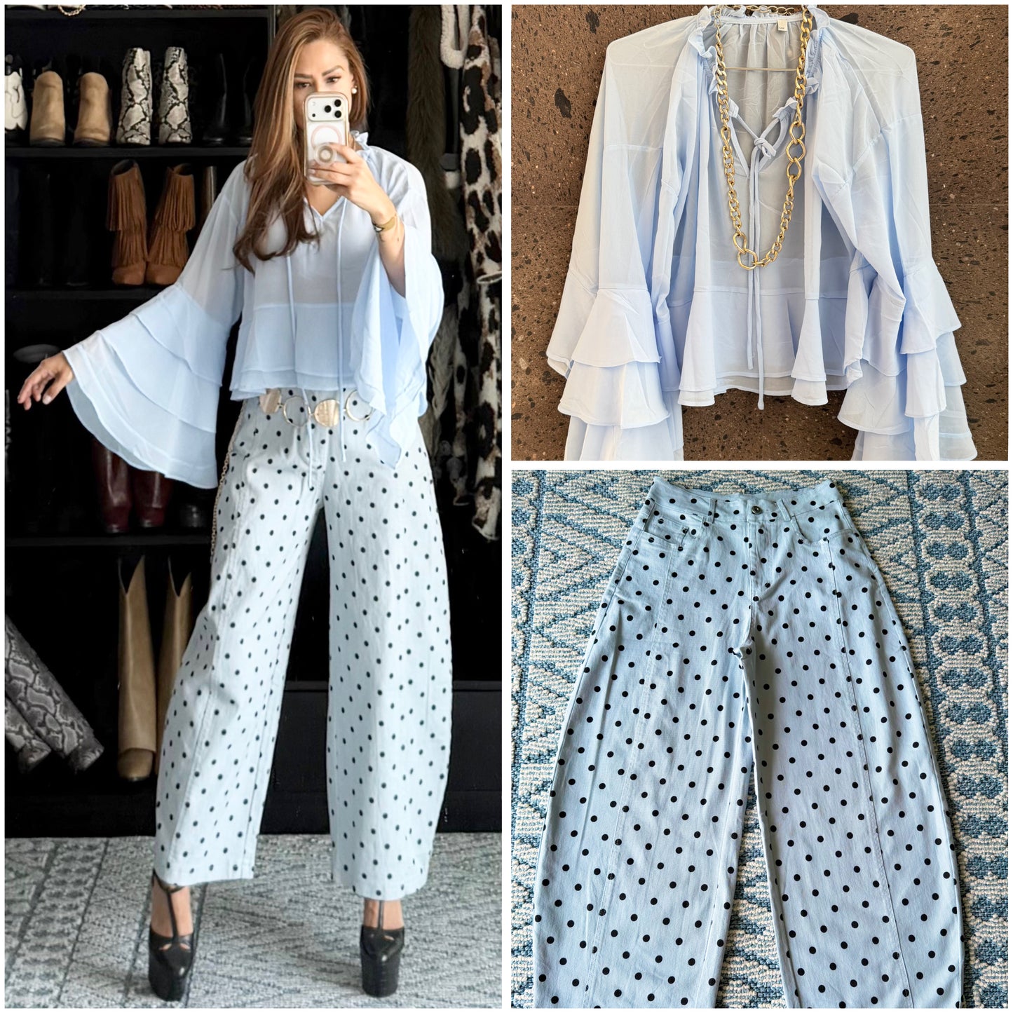 Jeans ballon polka baby blue stretch