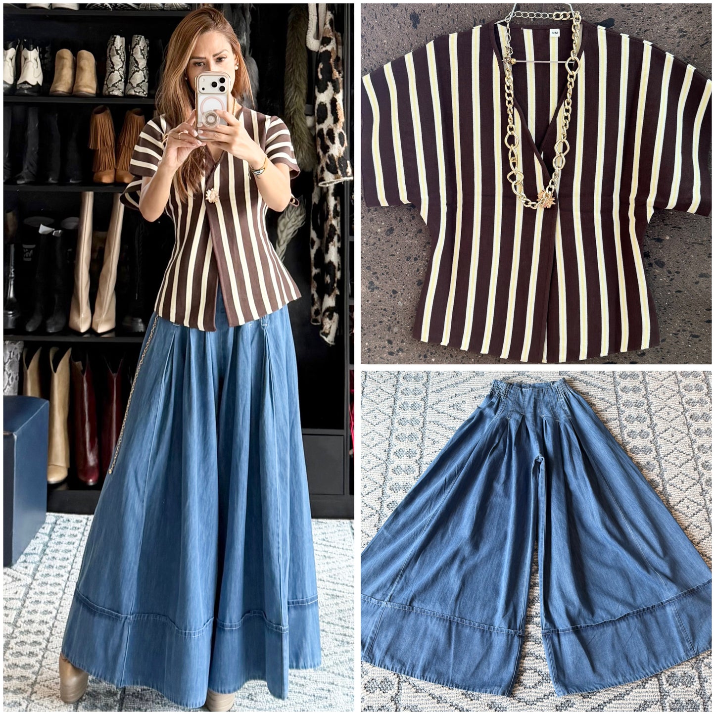 Blusa tejida rayas chocolate