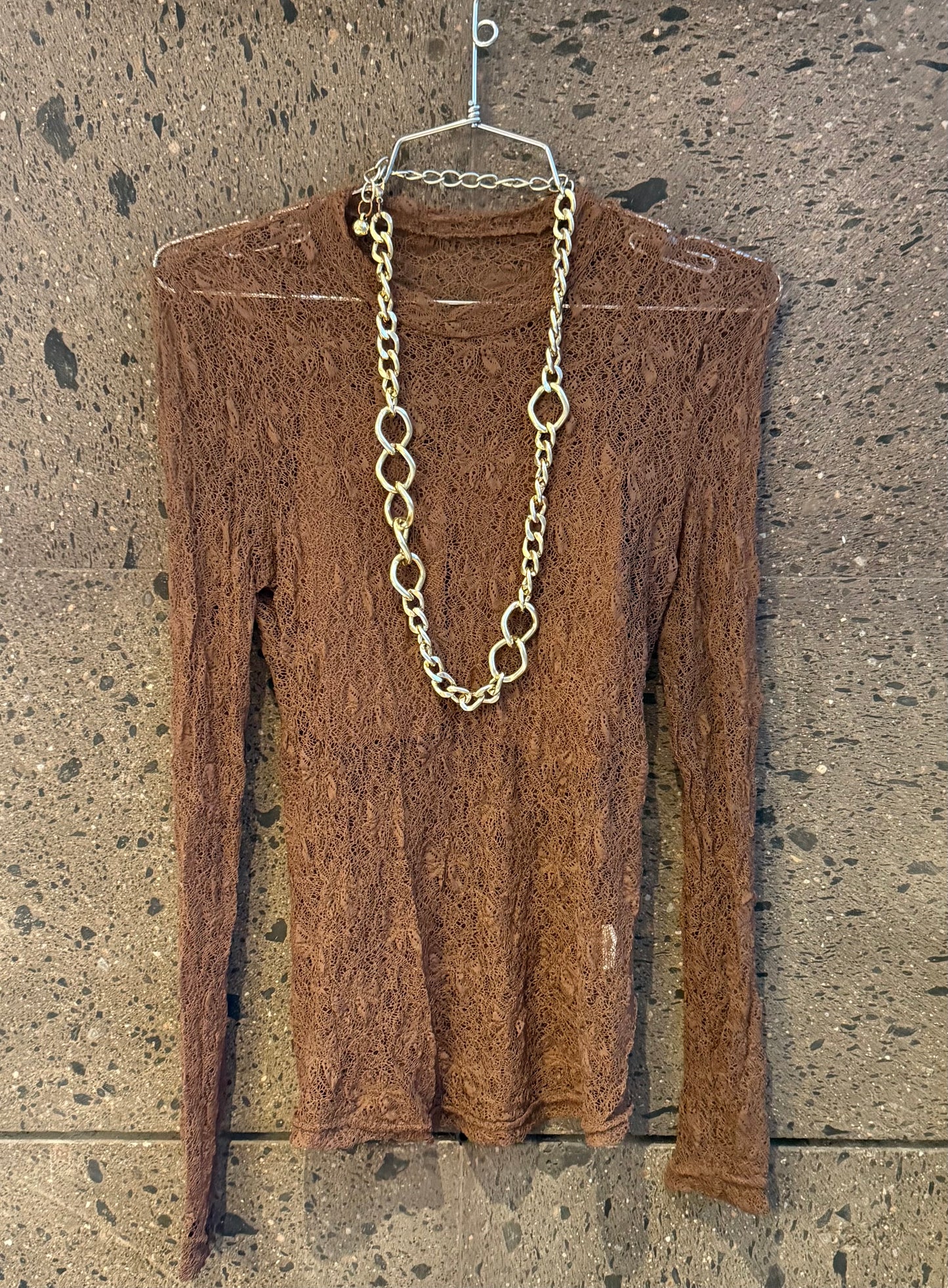 Blusa encaje con top cafe