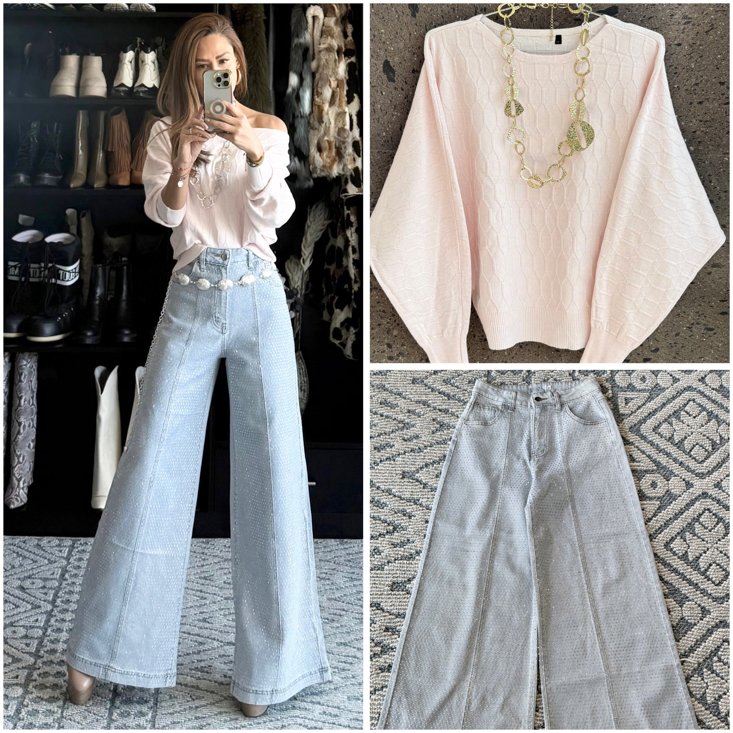 Sweter hombro caído baby Pink