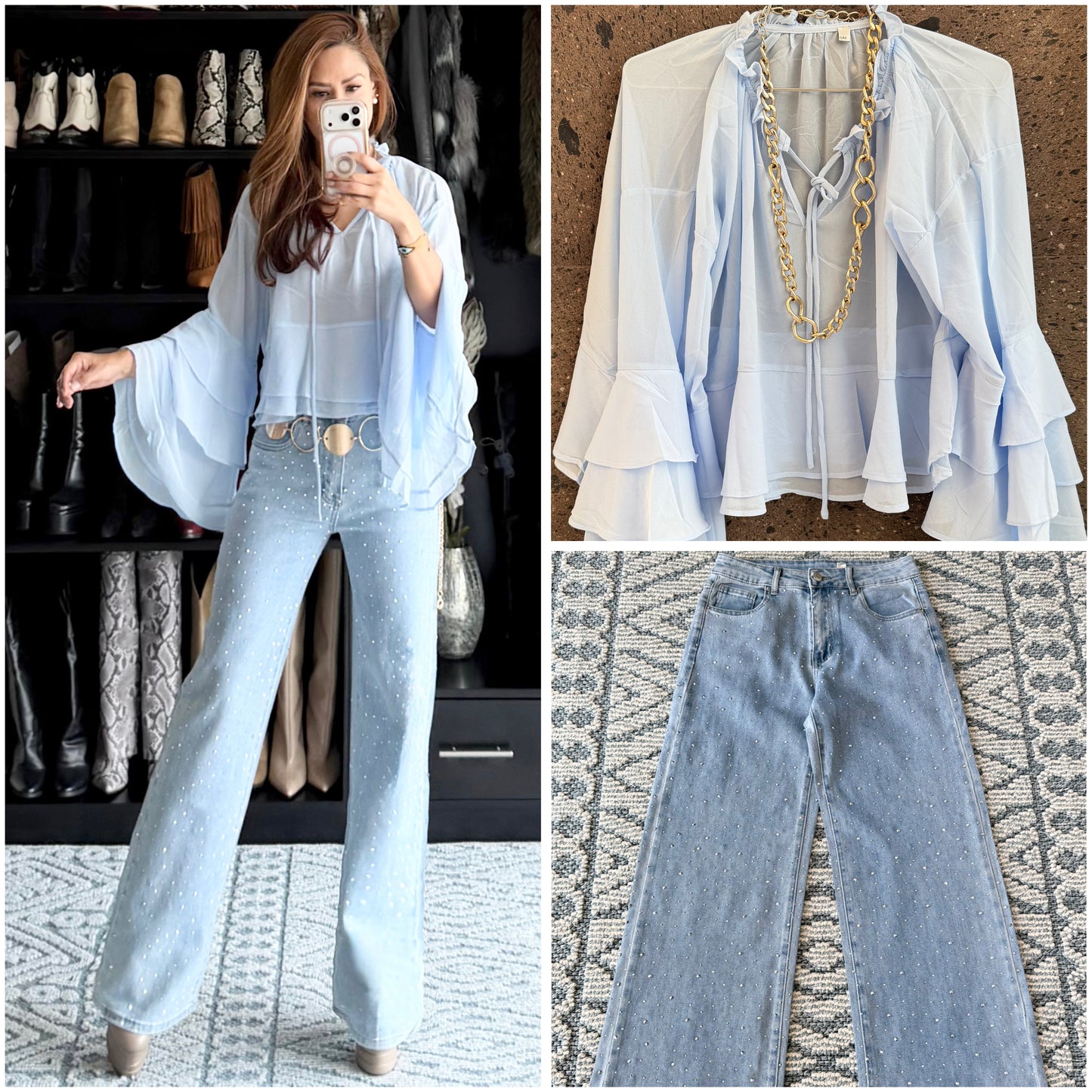 Jeans stretch Wide brillos