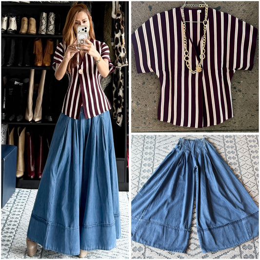 Blusa tejida rayas vino