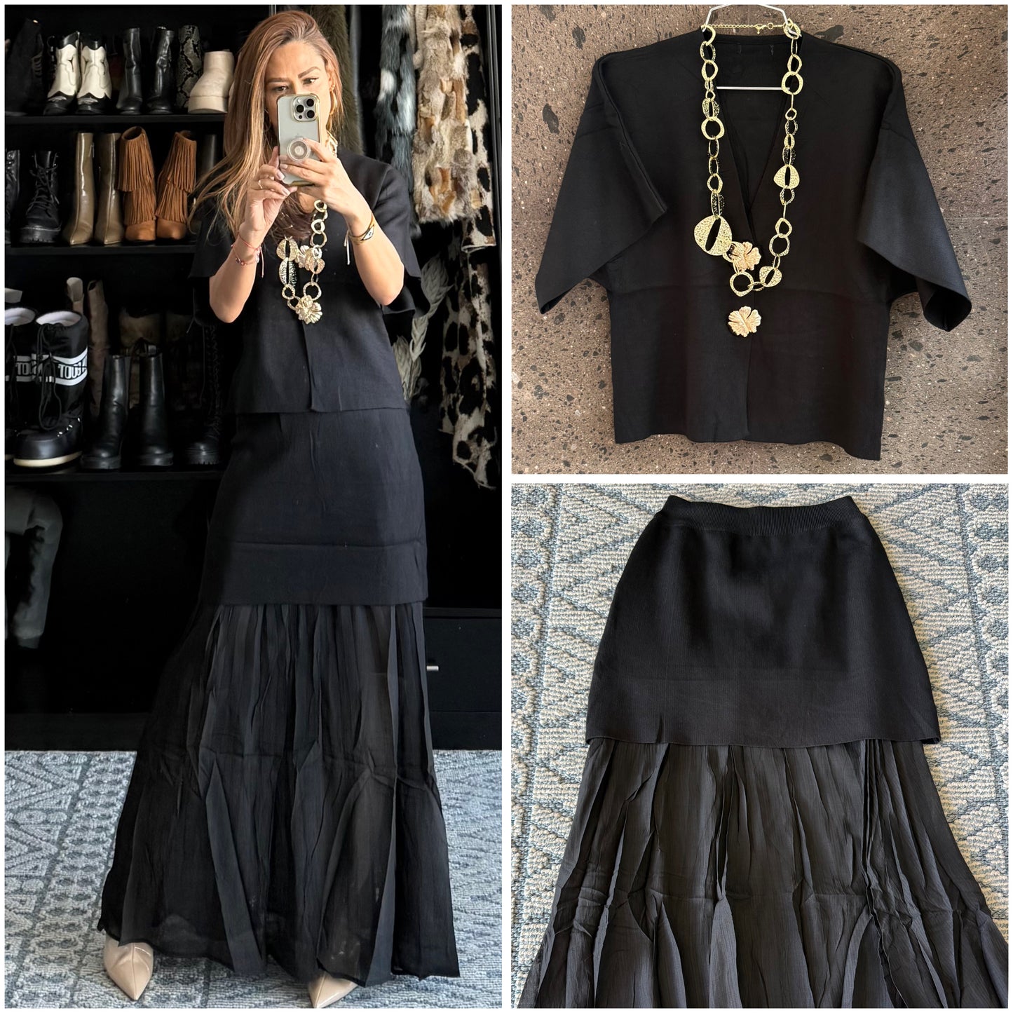 Set tejido falda negro