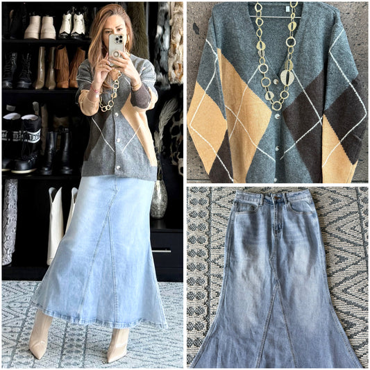 Sweter rombos gris oscuro