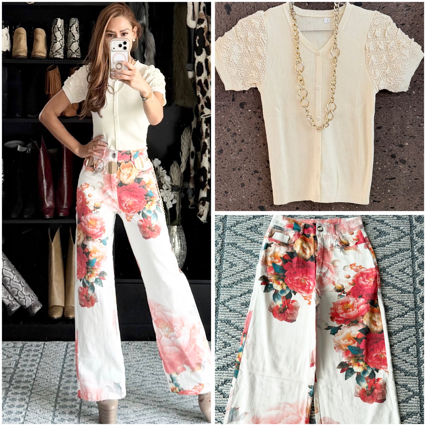 Jeans stretch flores