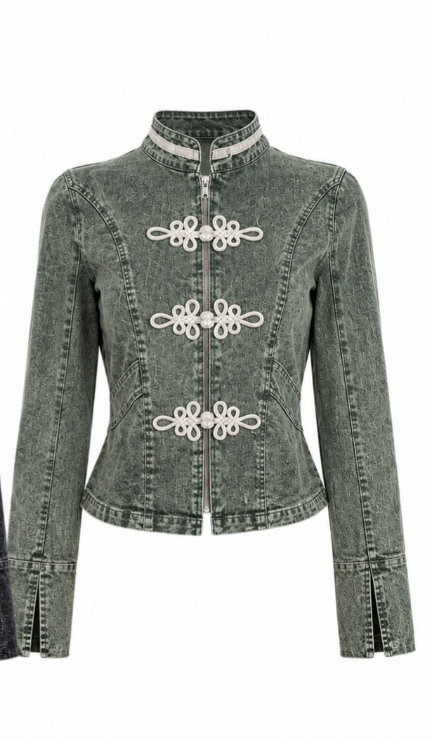 Chamarra Napoleón cuello olive