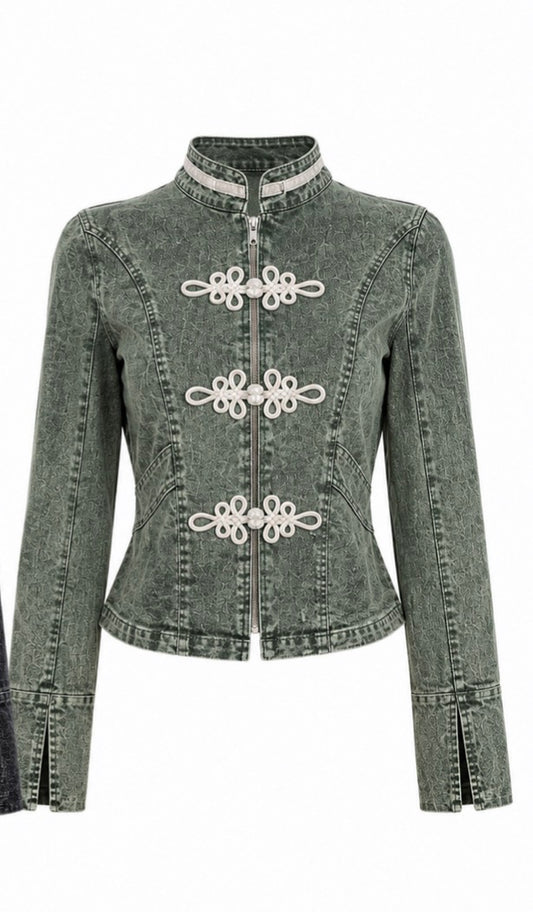 Chamarra Napoleón cuello olive