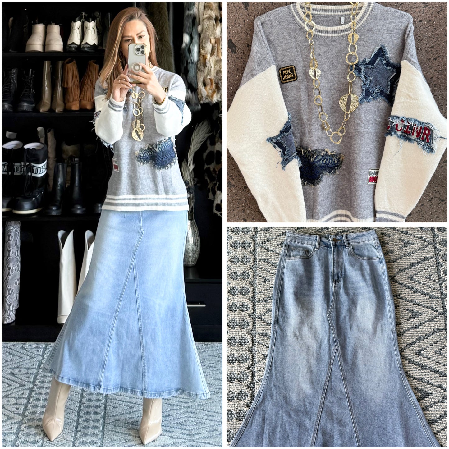 Sweter estrella Denim perla