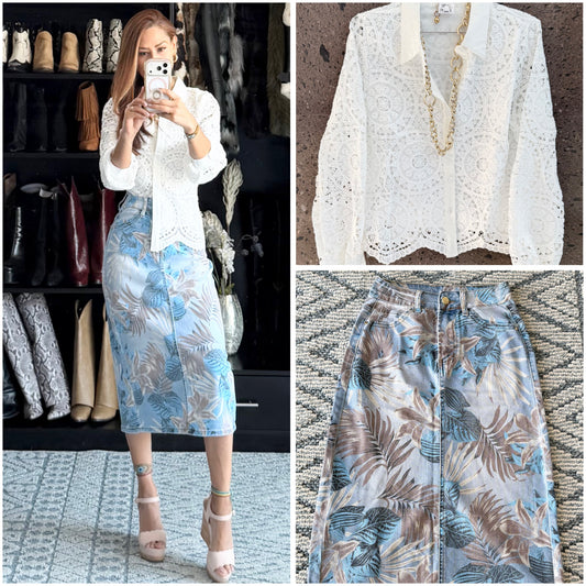 Falda flores stretch