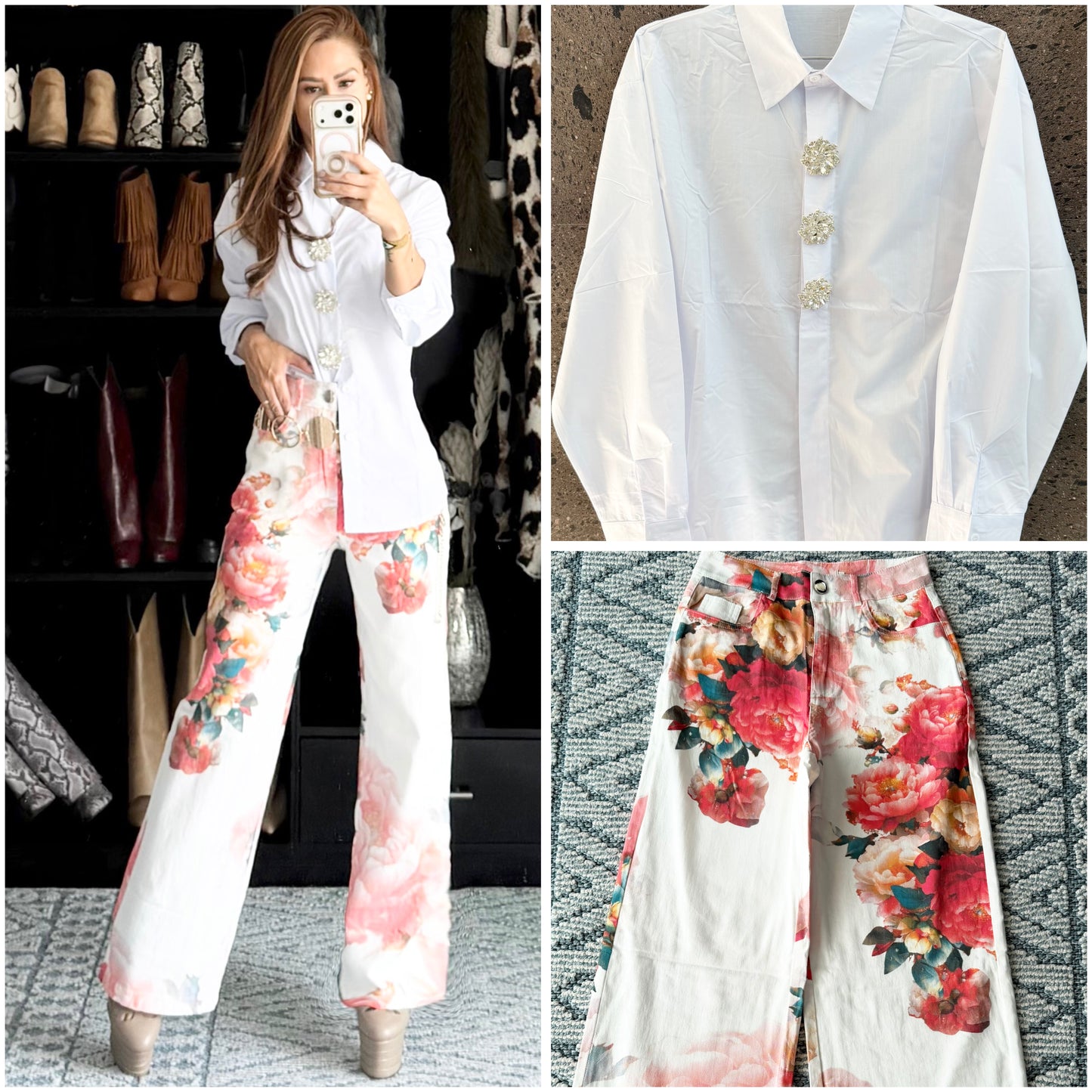 Jeans stretch flores