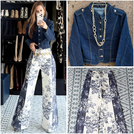Jeans flores Blue stretch