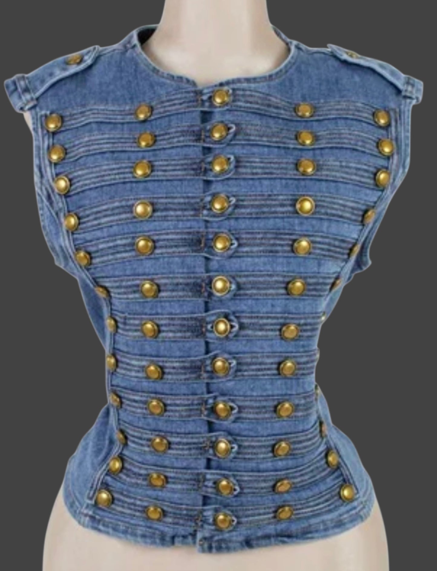 Chaleco Napoleón boton Denim