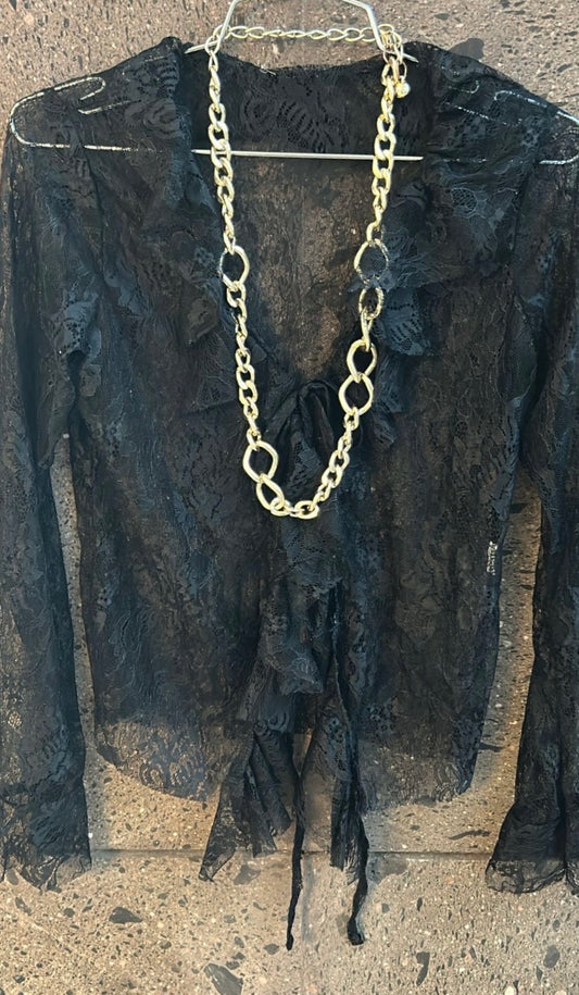Blusa encaje negra
