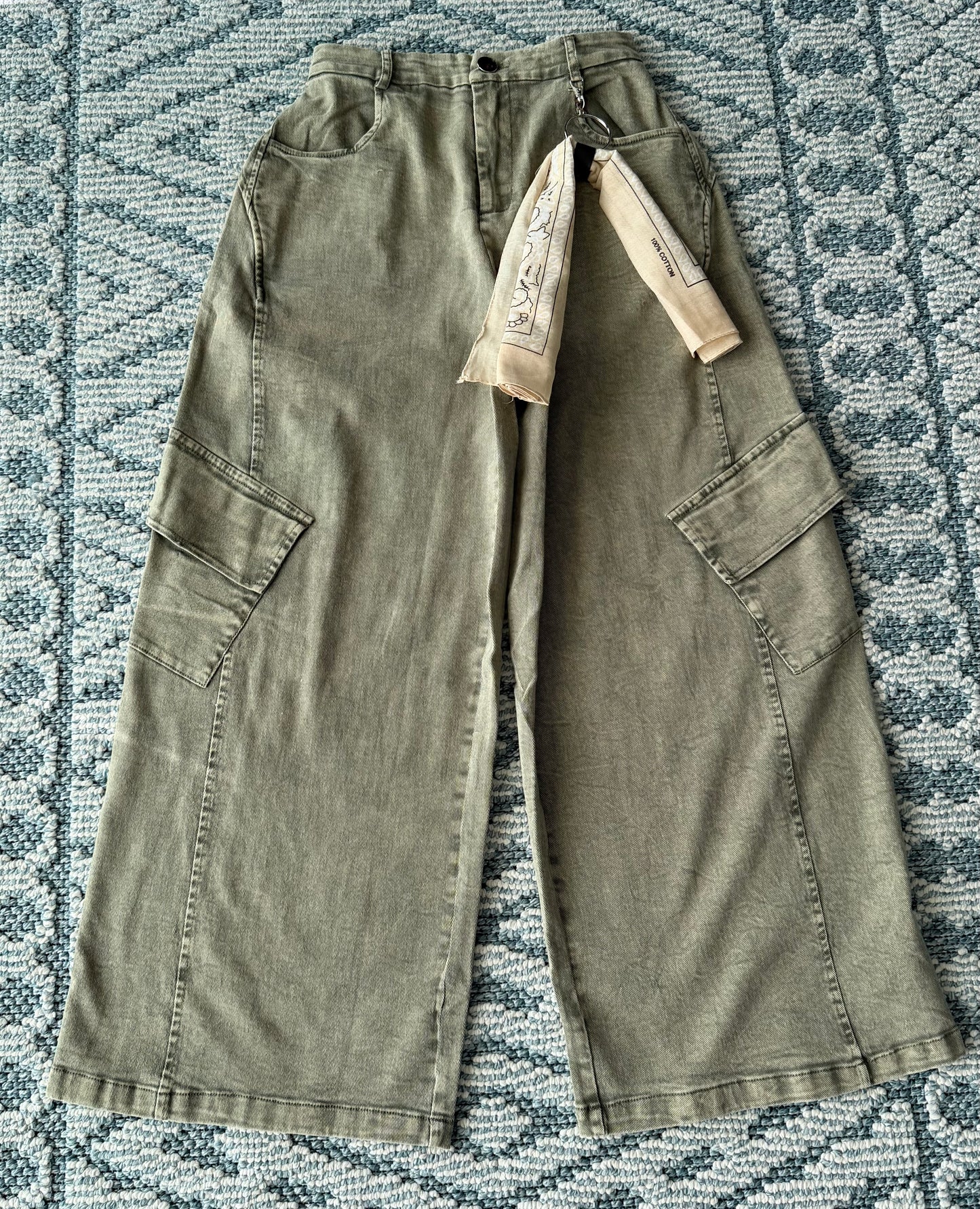 Jeans Wide stretch mascada olivo