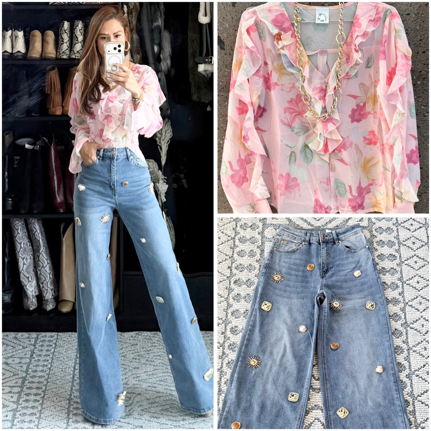 Jeans stretch broches dorados