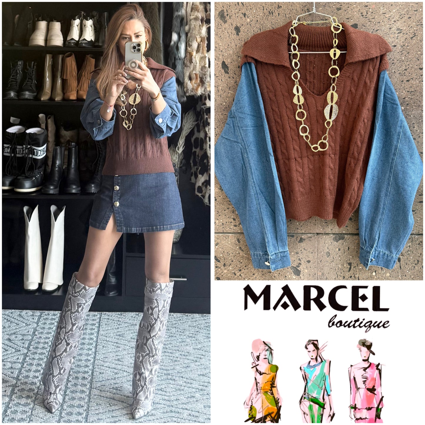 Sweter cuello manga chocolate