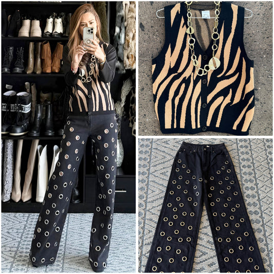 Chaleco zebra capuchino