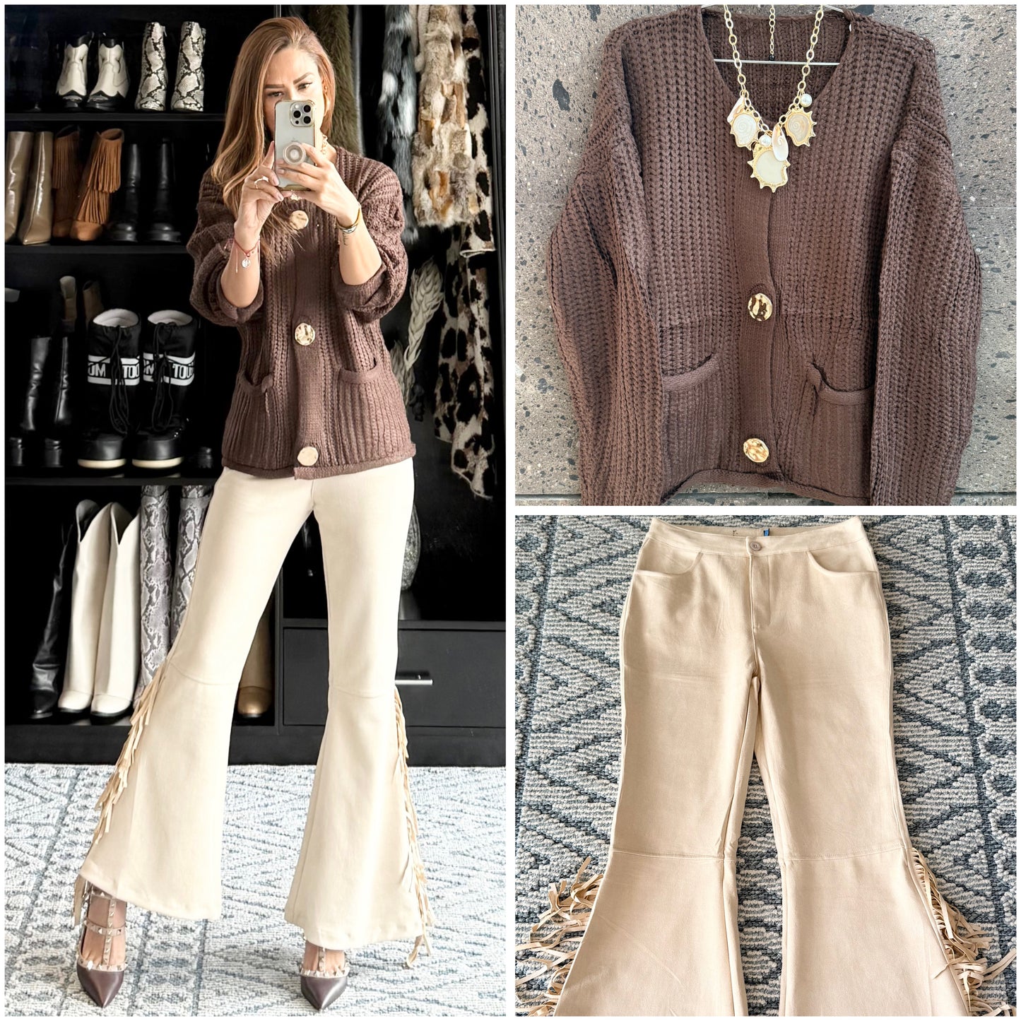 J pantalón fleco perla estira