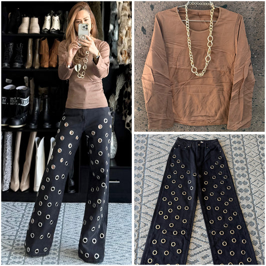 T Top basic cuello redondo capuchino