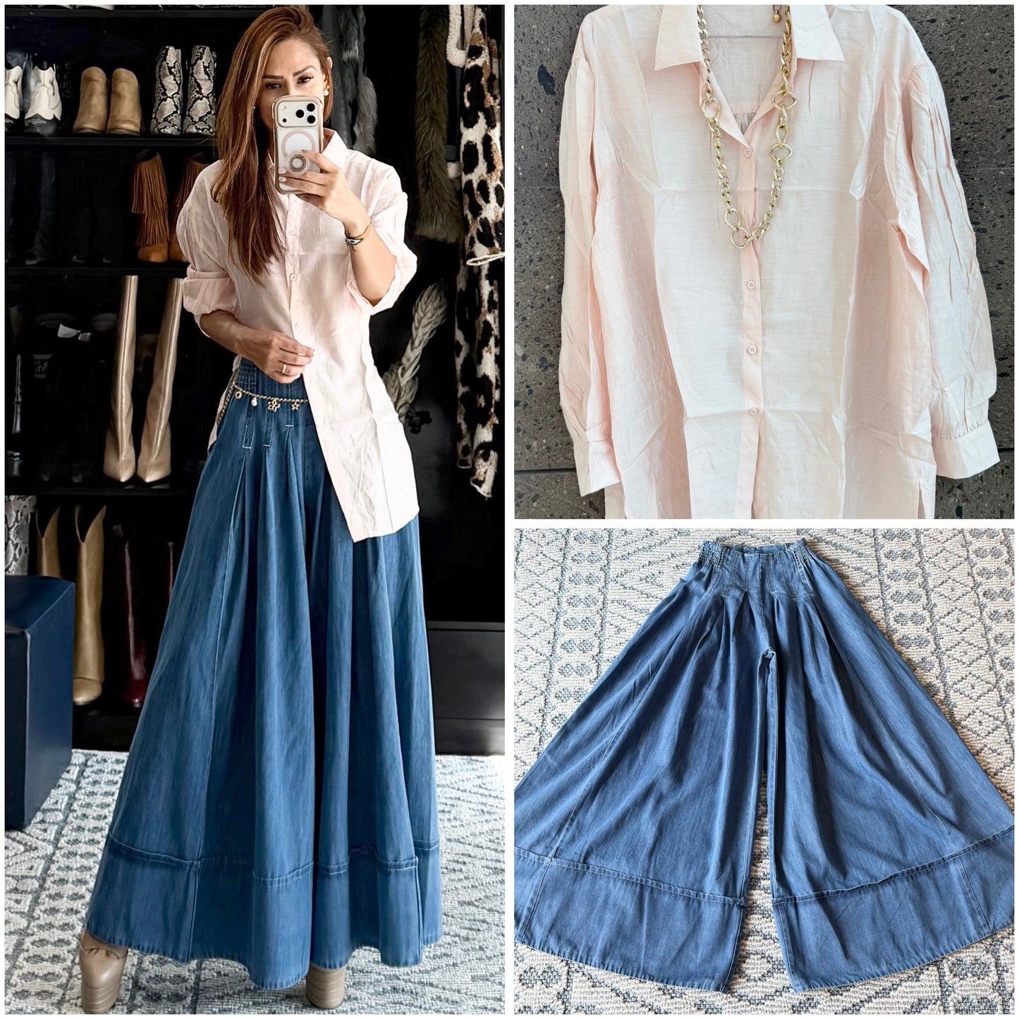 Camisa larga seda baby Pink