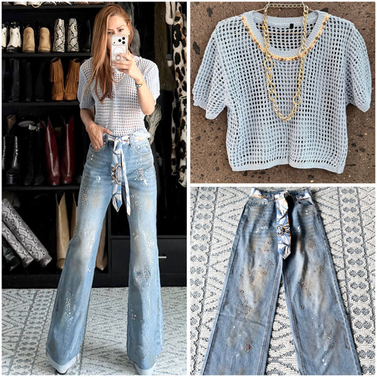 Blusa tejida baby Blue