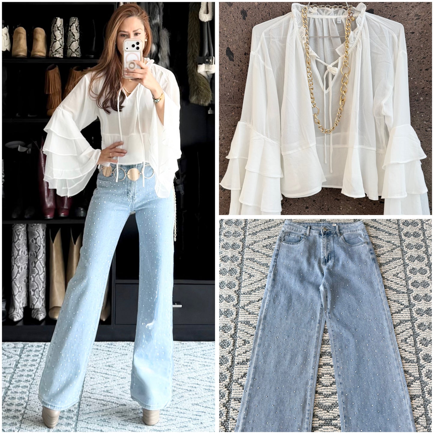 Jeans stretch Wide brillos