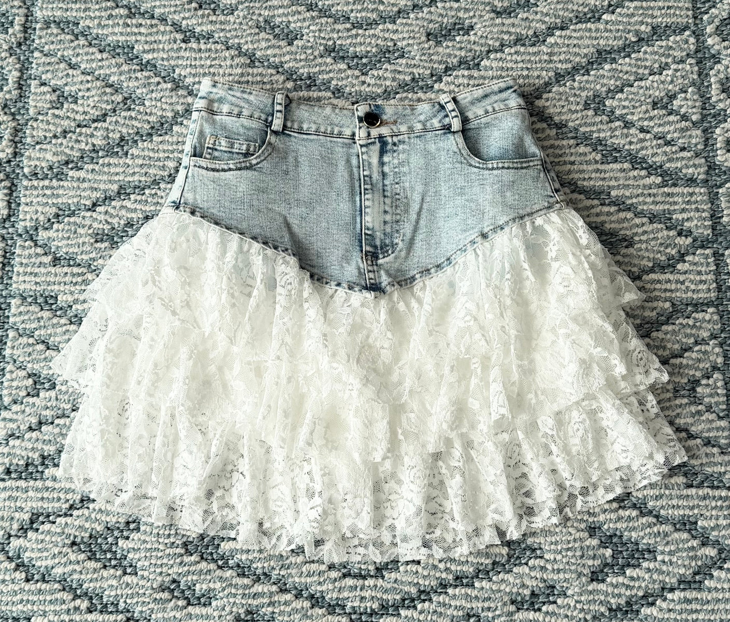 Falda Denim olan encaje