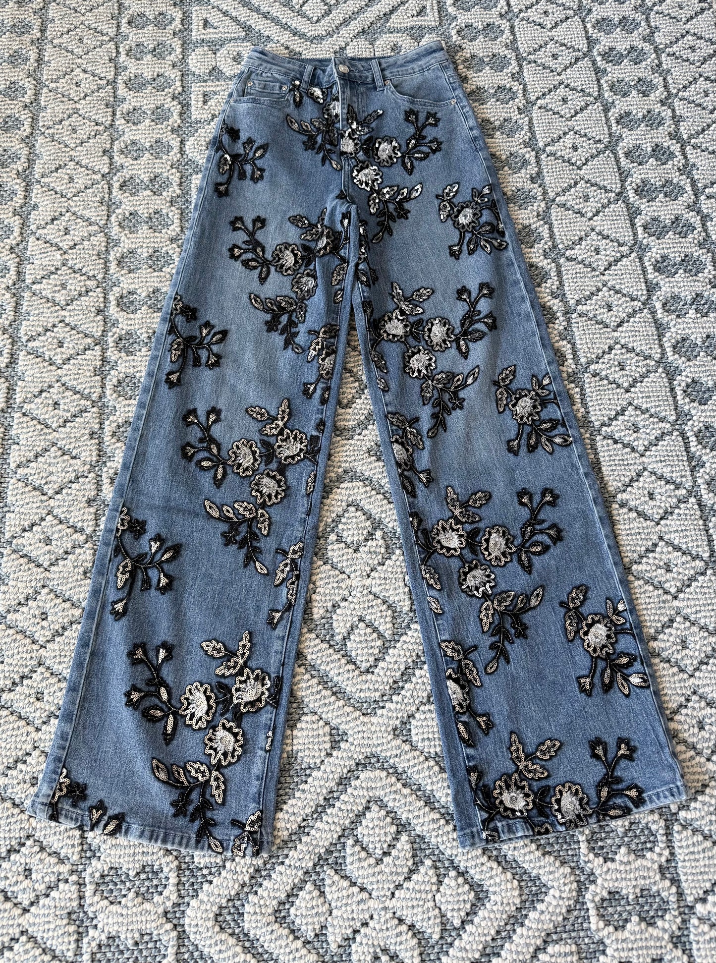 Jeans con lentejuela stretch