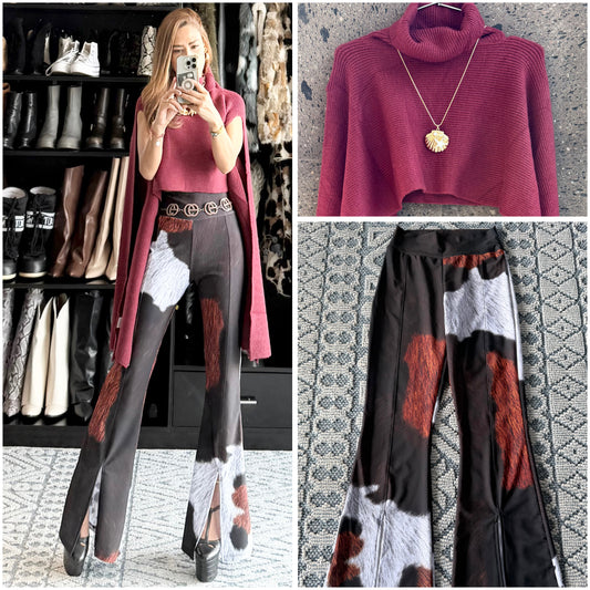 J pantalón print abertura