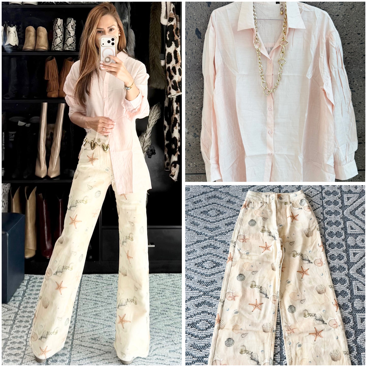 Camisa larga seda baby Pink