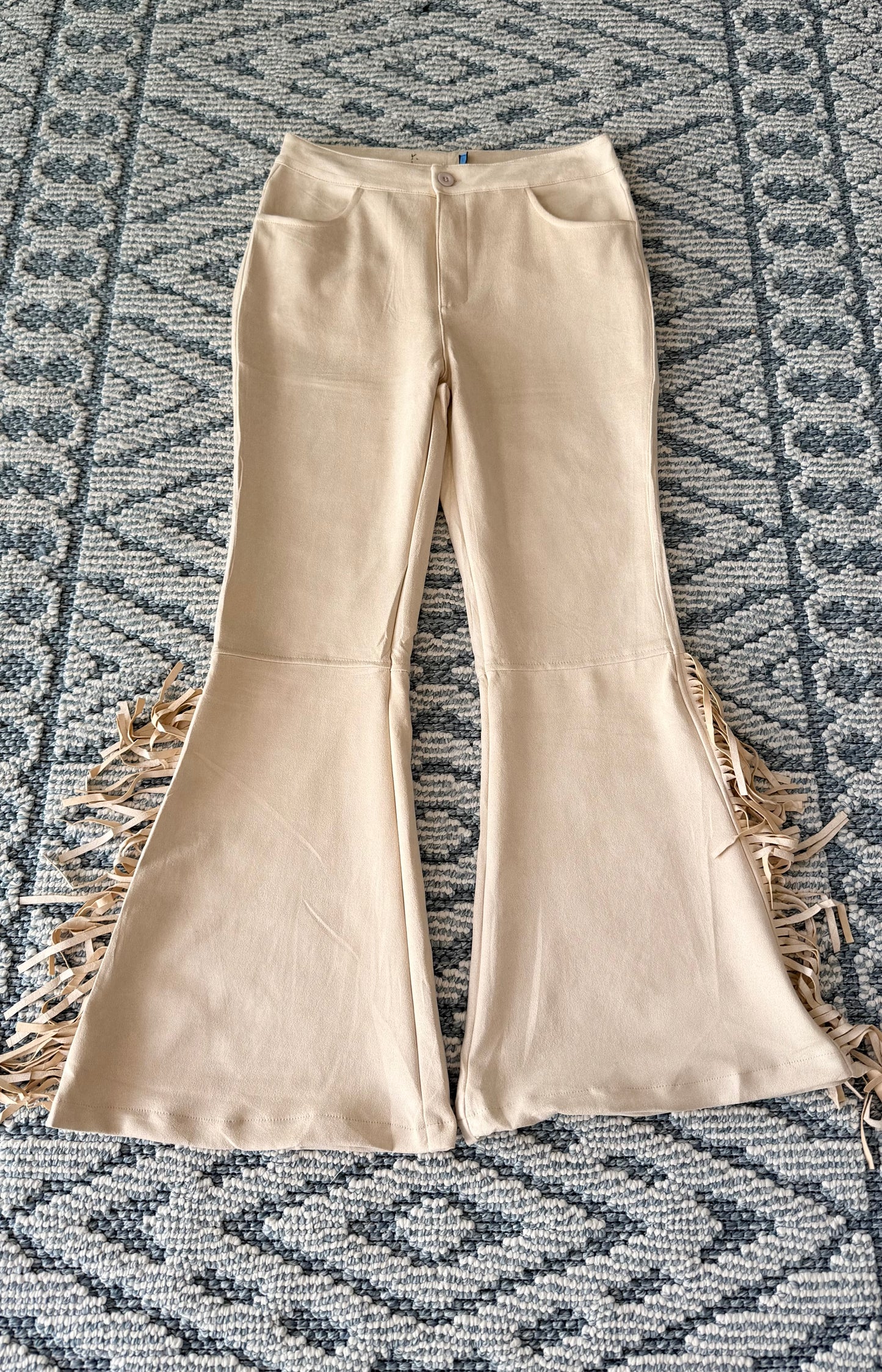 J pantalón fleco perla estira