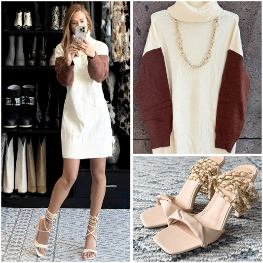 Sweter largo beige capuchino