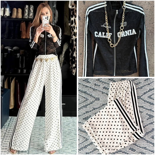 J pantalón polka franja perla